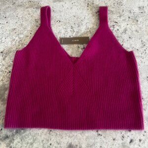 NWT  J.Crew Magenta Cashmere Cropped Tank Top size L (orig retail $89.50)